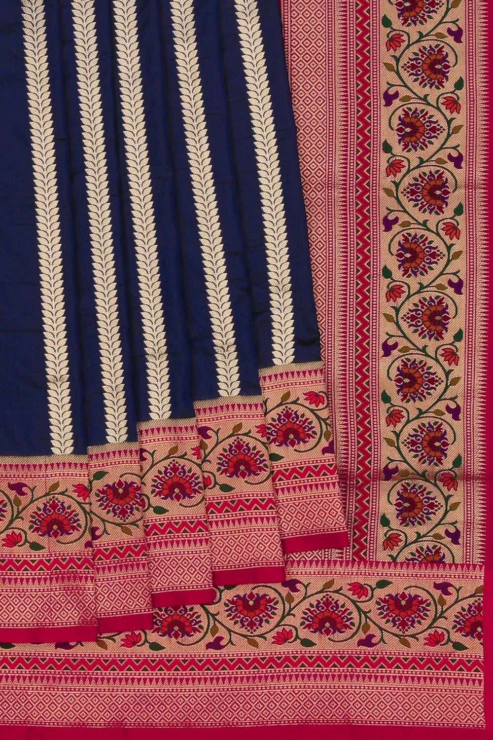 Image of Banarasi Katan Silk Navy Blue Saree